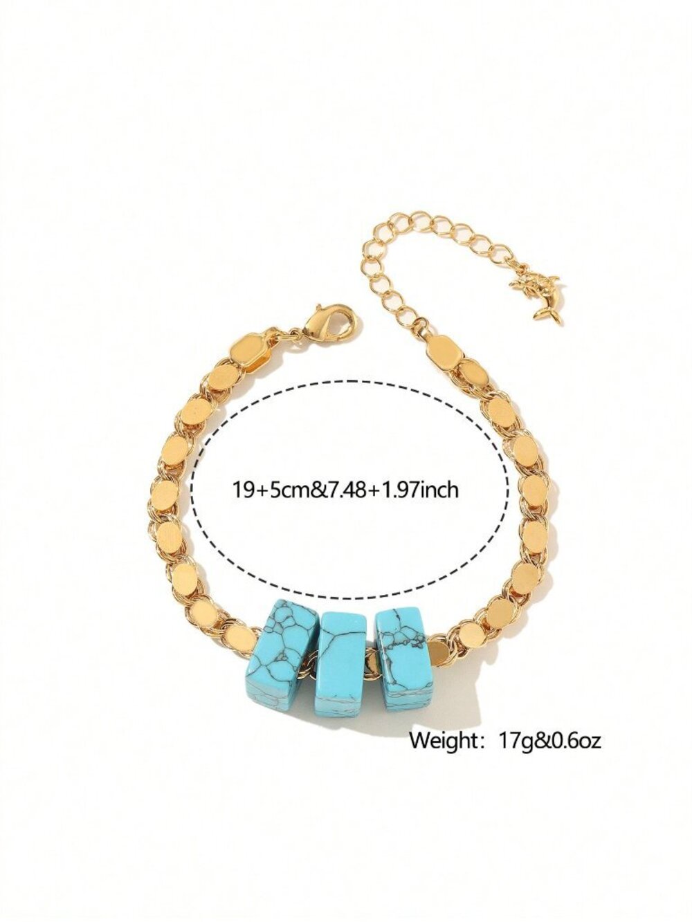 Yellow Gold Elegant Women's 3-Stone Beaded Bracelet - Picture 3 of 4